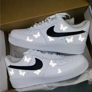Custom Made Reflective Black Mini Butterfly Nike Air Force 1